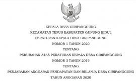 Peraturan Kepala Desa Giripanggung Nomor 1 Tahun 2020